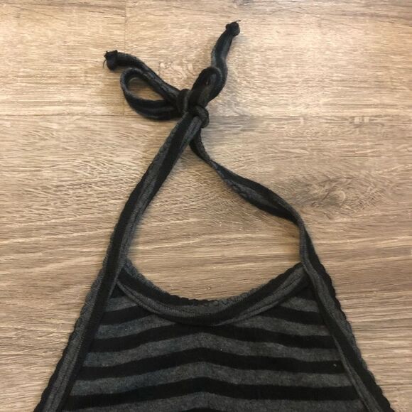 Women's Urban Outfitters Out From Under Grey & Black Striped Halter Top - Picture 4 of 6